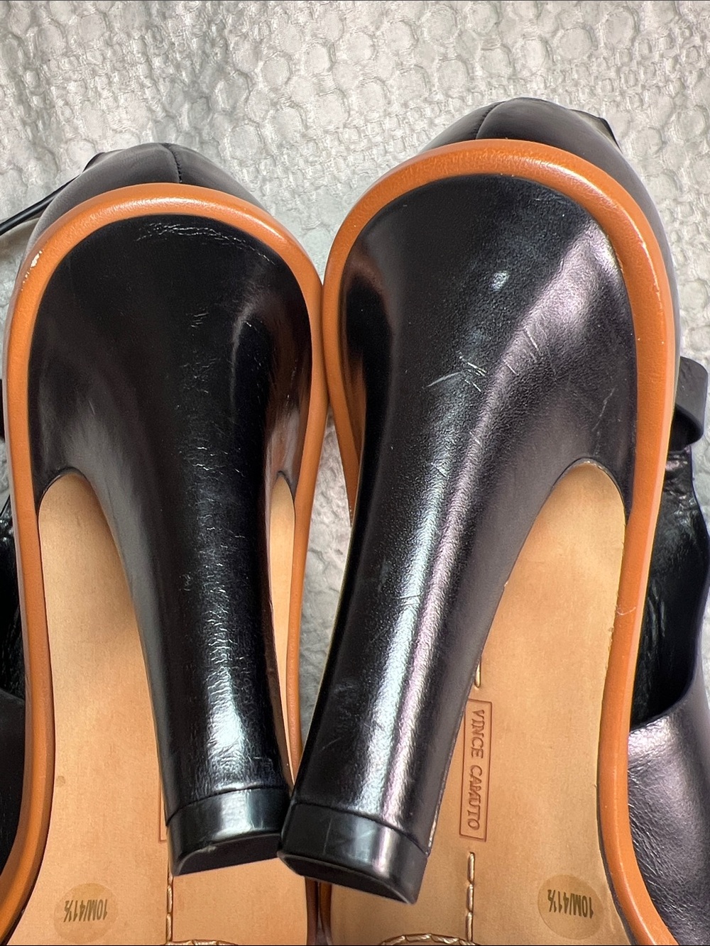 Black Leather Peep-Toe Slingback Heels size 10M - Picture 10 of 11